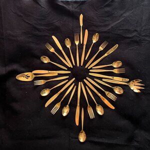 Vintage Royalton Antigua 28 Piece 24Kt Gold Plated Flatware/Serving